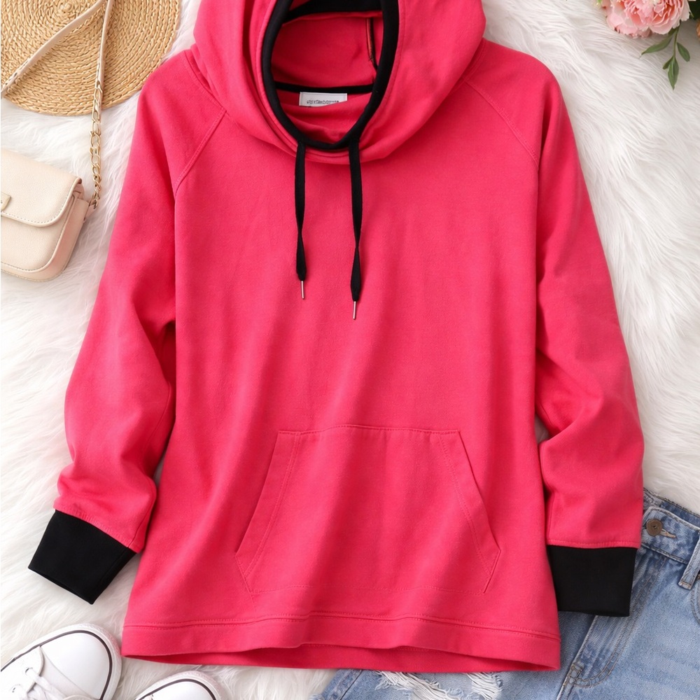Liz Claiborne Pink Sweatshirt with Black Details